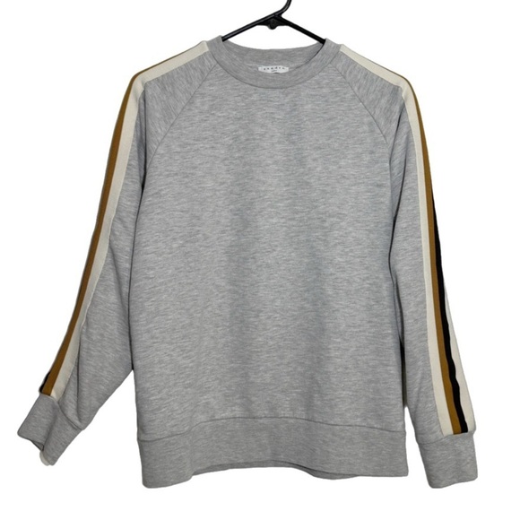Sandro Paris Mens Varsity Pullover Crewneck Stripe Sleeve Sweater size  S - Picture 1 of 8